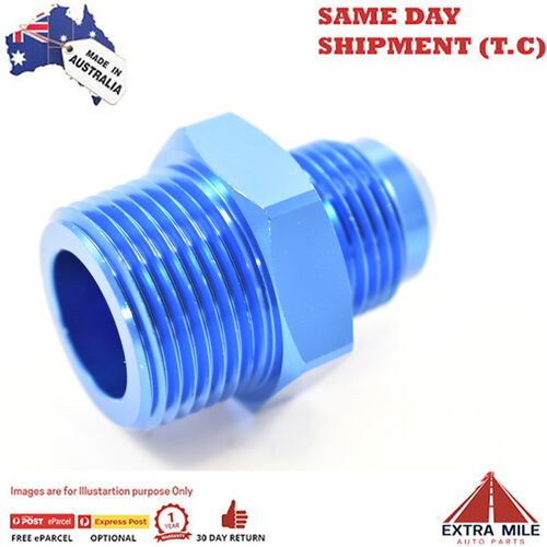 STRAIGHT MALE FLARE -12 TO 1" NPT PIPE ADAPTER Blue