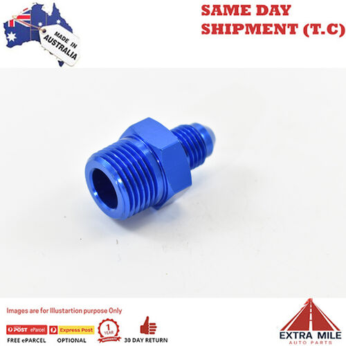 STRAIGHT MALE FLARE -4 TO 3/8 NPT PIPE ADAPTER Blue