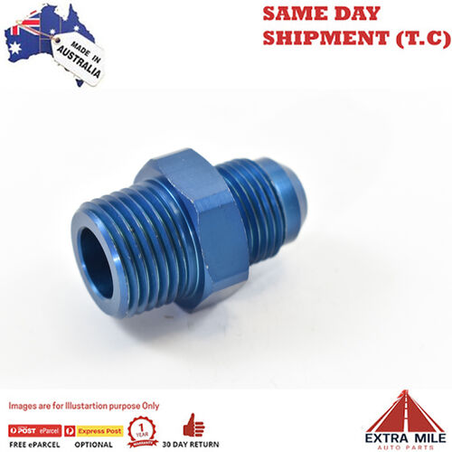 STRAIGHT MALE FLARE -8 TO 1/2 NPT PIPE ADAPTER Blue