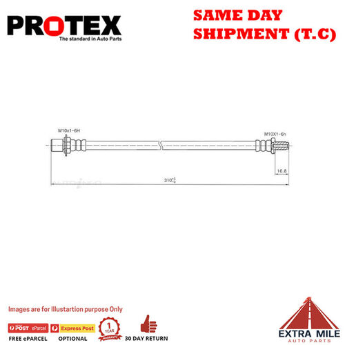 PROTEX Hydraulic Hose - Rear For TOYOTA COROLLA KE74V 4D Wgn RWD 1983 - 1987