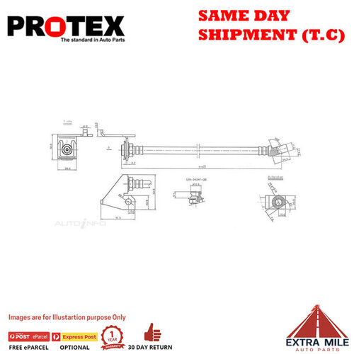 PROTEX Hydraulic Hose - Front For FORD FALCON XE 2D Van RWD 1982 - 1984