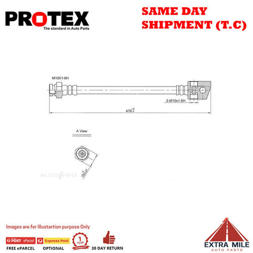 PROTEX Hydraulic Hose - Rear For HOLDEN RODEO TF 4D Ute 4WD 1988 - 2003