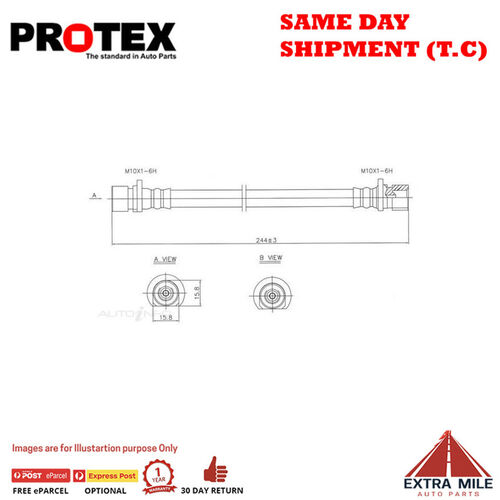 PROTEX Hydraulic Hose - Rear For ROVER 416  4D Sdn FWD 1986 - 1999