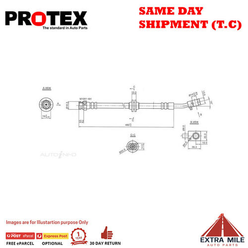 PROTEX Hydraulic Hose - Front For TOYOTA LEXCEN VR 4D Wgn RWD 1993 - 1995