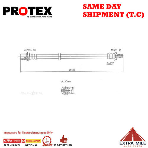 PROTEX Hydraulic Hose - Rear For TOYOTA CELICA RA40R 2D Cpe RWD 1977 - 1981