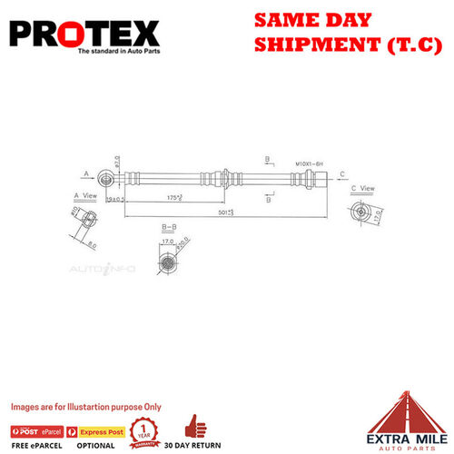 PROTEX Hydraulic Hose - Front For SUBARU LIBERTY BC 4D Sdn 4WD 1990 - 1994