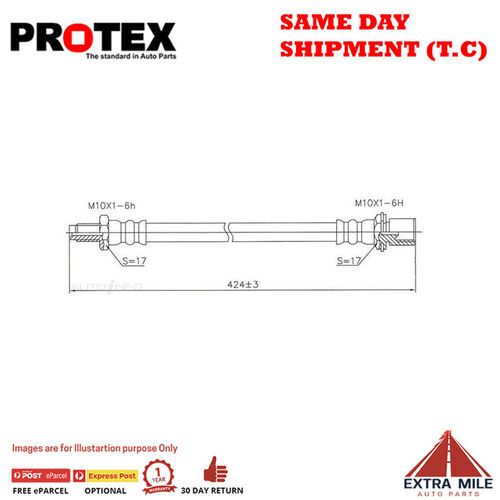 PROTEX Hydraulic Hose - Rear For TOYOTA HILUX YN85R 2D Ute RWD 1988 - 1997