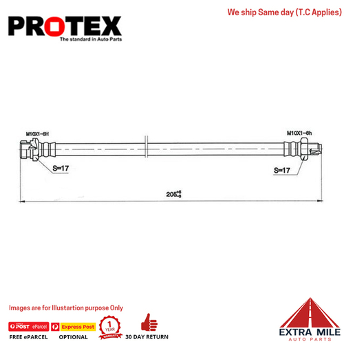 PROTEX Hydraulic Hose - Front For MITSUBISHI LANCER CB 2D H/B FWD 1990 - 1992