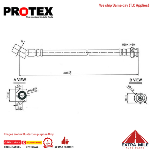 PROTEX Hydraulic Hose - Front For NISSAN DATSUN D21 2D C/C RWD 1987 - 1989