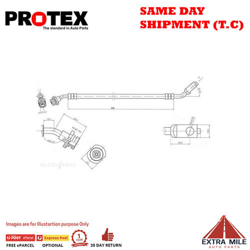 PROTEX Hydraulic Hose - Front For NISSAN TERRANO R20 4D SUV 4WD 1997 - 2000