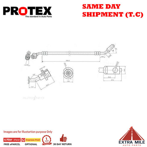 Protex Hydraulic Hose Front For NISSAN NAVARA D21 4D Ute 4WD 1986-1997