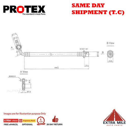 PROTEX Hydraulic Hose-FR For TOYOTA LANDCRUISER HZJ80R 4D SUV 4WD 1990 - 1998