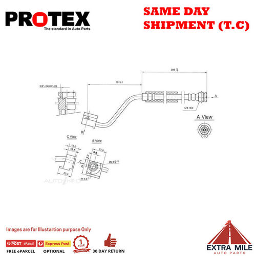 PROTEX Hydraulic Hose-Front For FORD F150  2D Ute RWD 1987-1990