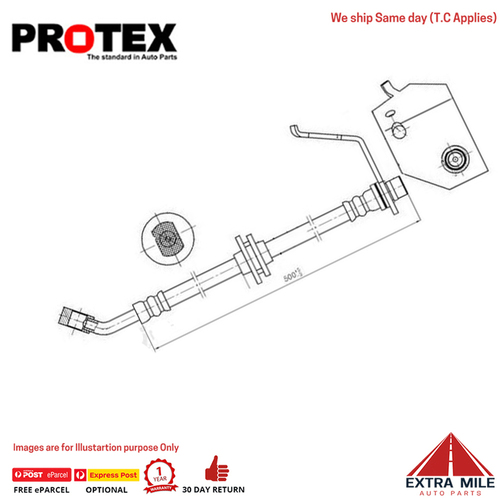 PROTEX Hydraulic Hose-Front For HOLDEN ONE TONNER VZ 2D Tray 4WD 2005 - 2006