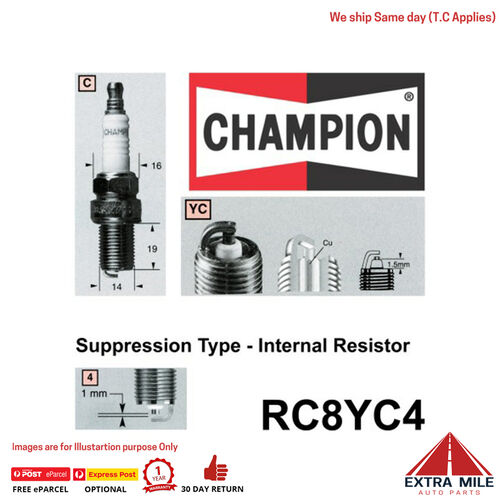 RC8YC4 Copper Plus Spark Plug for KIA CREDOS G11 MENTOR FB SPORTAGE JA