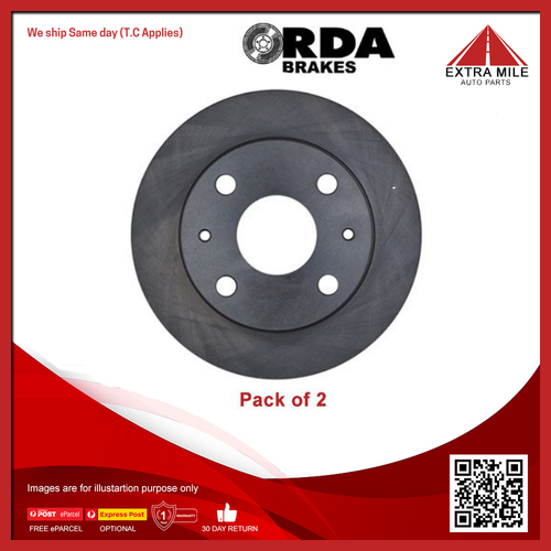 2X RDA Front Brake Disc Rotor For Daihatsu Charade, Cuore, Move L601 -RDA7921