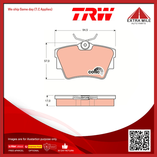 TRW Rear Brake Pads For Renault Trafic FL 1.9L/2.0L/2.5L, FG 1.6L/2.0L, EL 1.9L