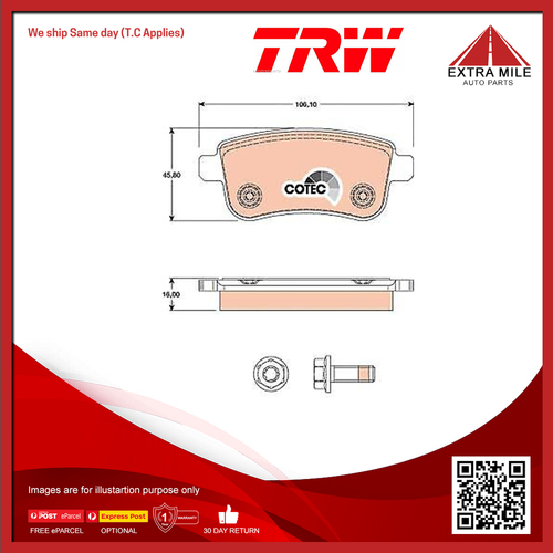 TRW Rear Brake Pads For Renault ZOE Zoe BFM Hatchback