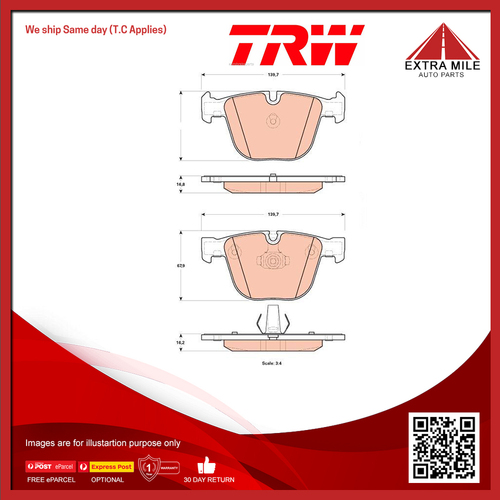 TRW Rear Brake Pads BMW X6 xDrive F16, F86, E71, E72 50d, 30d, 35d, 40d